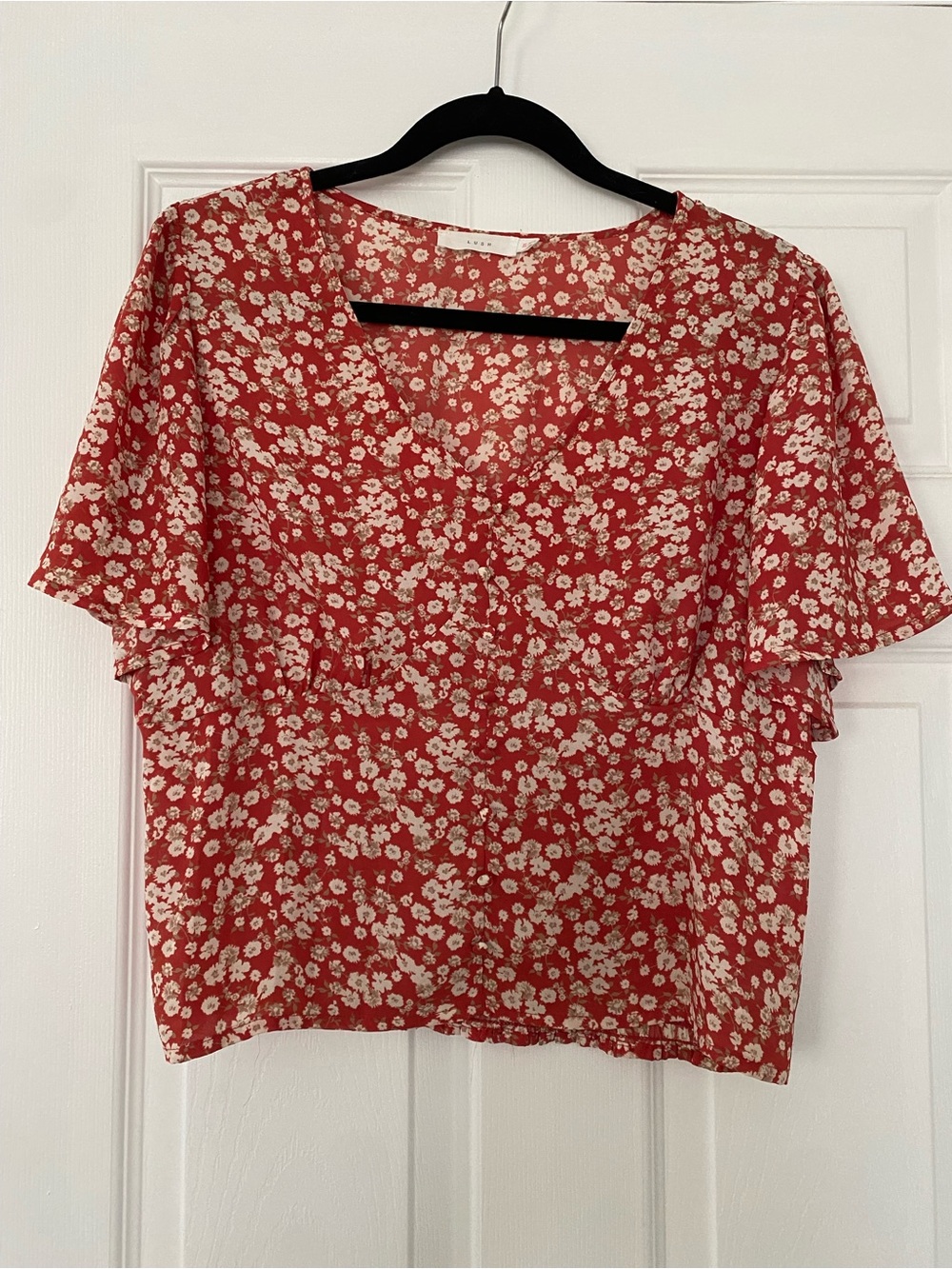Floral short-sleeved top, women’s XL